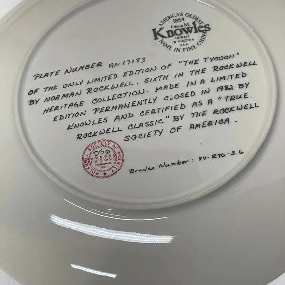 Norman Rockwell , The Tycoon, Knowles Collector Plate with Box and Certificate - Picture 3 of 9